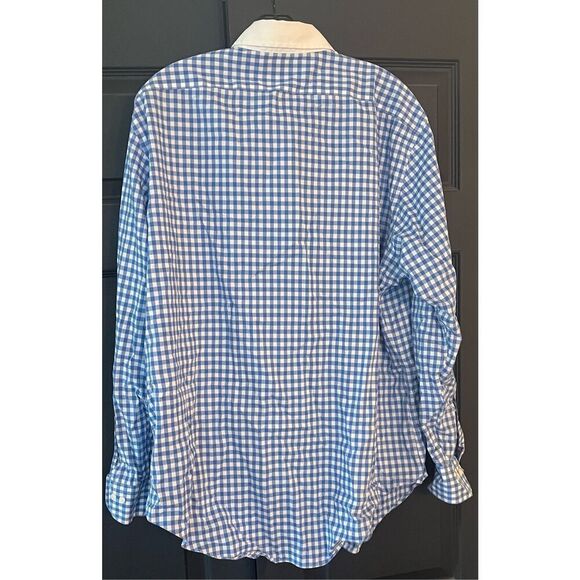 Ralph Lauren Blue Slim Fit Non Iron Long Sleeve Button Up Check  collar - Picture 2 of 4